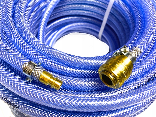 WĄŻ TECHNICZNY 8/2mm-5 m PVC ZAKUTY ZBROJONY szybkozłącze i króciec