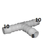 TRÓJNIK T POM plastikowy wąż 10-8-10 mm łącznik złączka REDUKCJA