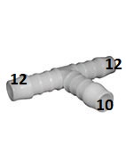 TRÓJNIK T POM plastikowy wąż 12-10-12 mm łącznik złączka REDUKCJA
