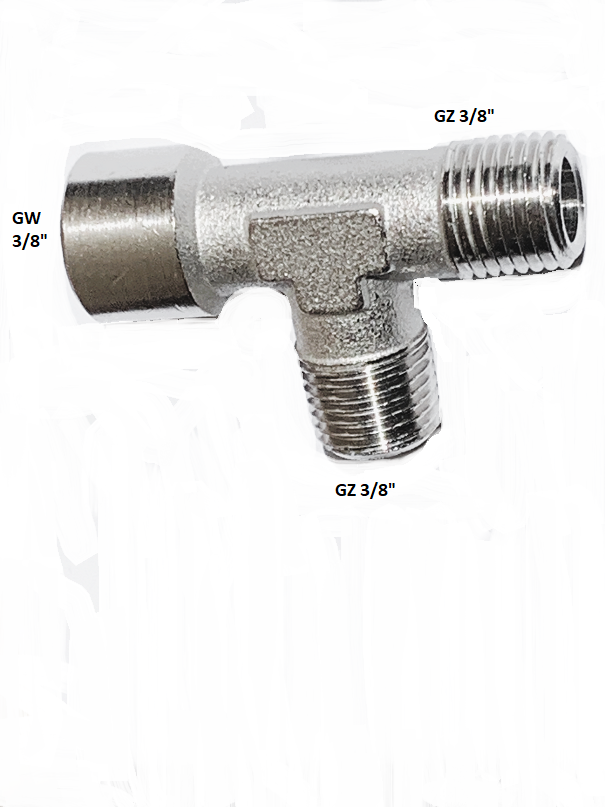 TRÓJNIK 3/8" T 1x3/8 GW - 2xGZ 3/8 ROZDZIELACZ GW/GZ 3/8" MOSIĄDZ NIKLOWANY TRÓJNIK 3/8