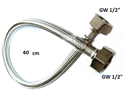 WĄŻ ww 1/2x1/2 40cm WĘŻYK gw W OPLOCIE PRZYŁĄCZE WODY ELASTYCZNY DIAMOND PL