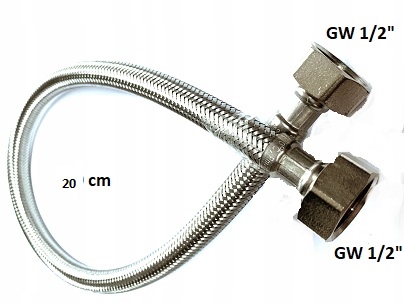 WĄŻ ww 1/2x1/2 20cm WĘŻYK gw W OPLOCIE PRZYŁĄCZE WODY ELASTYCZNY DIAMOND PL