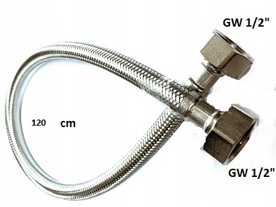 WĄŻ ww 1/2x1/2 120cm WĘŻYK gw W OPLOCIE PRZYŁĄCZE WODY ELASTYCZNY DIAMOND PL