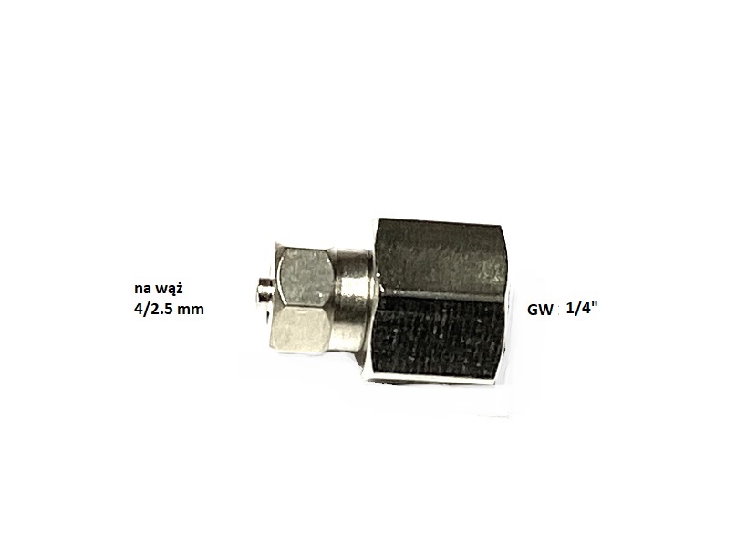 Złączka prosta 1/4-4/2.5 mm  skręcana GW 1/4 na wąż  4/2.5 mm pneumatyczna