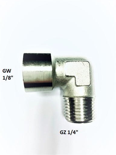 Kolanko kątowe redukcja 1/8-1/4 pneumatyczna  GW 1/8 - GZ 1/4 GZ złączka kątowa armatura