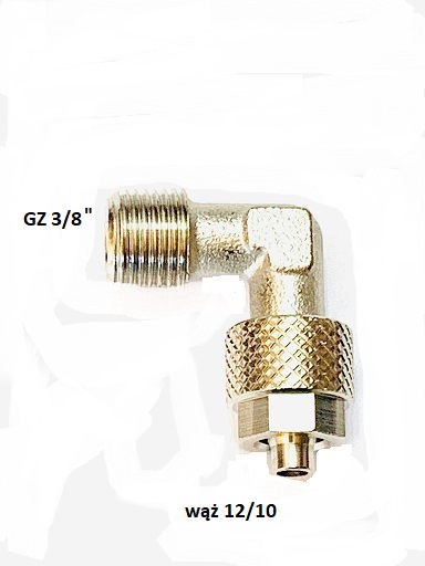 ZŁĄCZKA 3/8-12/10 KĄTOWA MOCNA KOLANKO GZ 3/8 WĄŻ 12/10 KOLANO