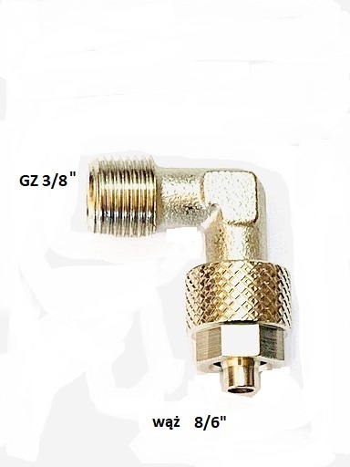 ZŁĄCZKA 3/8-8/6 KĄTOWA MOCNA KOLANKO GZ 3/8 WĄŻ 8/6 KOLANO