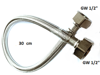 WĄŻ ww 1/2x1/2 30cm WĘŻYK gw W OPLOCIE PRZYŁĄCZE WODY ELASTYCZNY DIAMOND PL