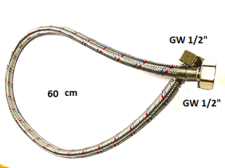 WĄŻ ww 1/2x1/2 60cm WĘŻYK gw W OPLOCIE PRZYŁĄCZE WODY ELASTYCZNY DIAMOND PL