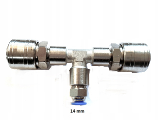 TRÓJNIK TYPU T NA WĄŻ 14 mm ROZGAŁĘŹNIK ROZDZIELACZ DO KOMPRESORA AUTO WTYK