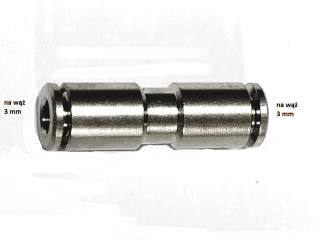 ZŁĄCZKA 3-3 mm PROSTA ŁĄCZNIK AUTO WTYKOWA PNEUMATYCZNA NA WĄŻ 3 NIKLOWANA