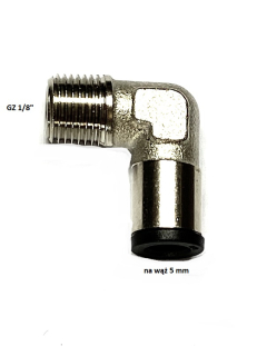 KOLANKO GZ 1/8-5 mm KĄTOWA nieobrotowa AUTO WTYKOWA ZŁĄCZKA mosiądz niklowany 1/8-5