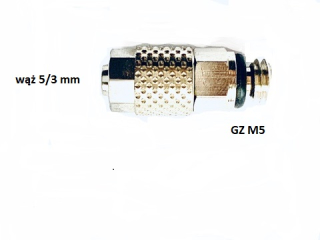 Złączka prosta skręcana GZ M5 na wąż 5/3 mm pneumatyczna