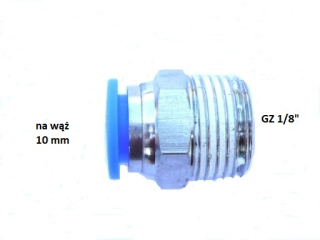 Złączka prosta auto GZ 1/8 na wąż 10mm pneumatyczna