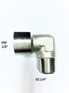 Kolanko kątowe redukcja 1/8-1/4 pneumatyczna  GW 1/8 - GZ 1/4 GZ złączka kątowa armatura